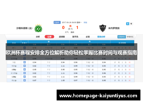 欧洲杯赛程安排全方位解析助你轻松掌握比赛时间与观赛指南